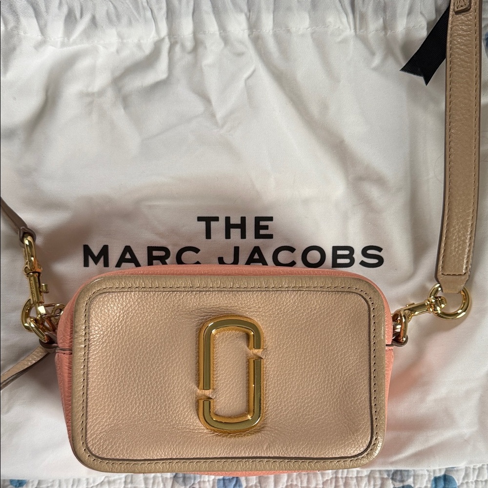 Marc Jacobs Snaphot Tan and Pink Crossbody Bag